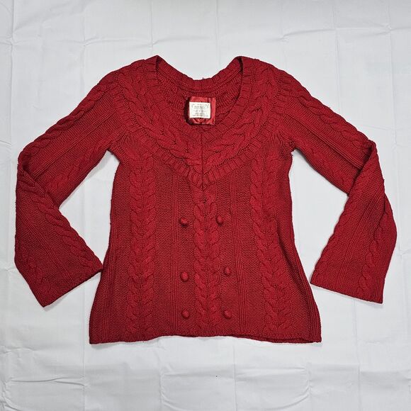VINTAGE Old Navy Women Small Wool Cotton Red Sweater Knit Pullover - Picture 2 of 5